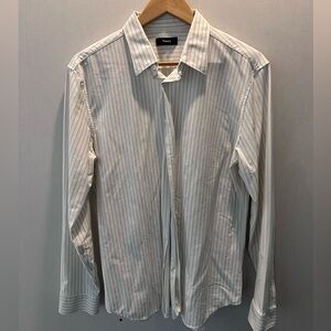 Theory - White & Grey Pinstripe Shirt - Size L